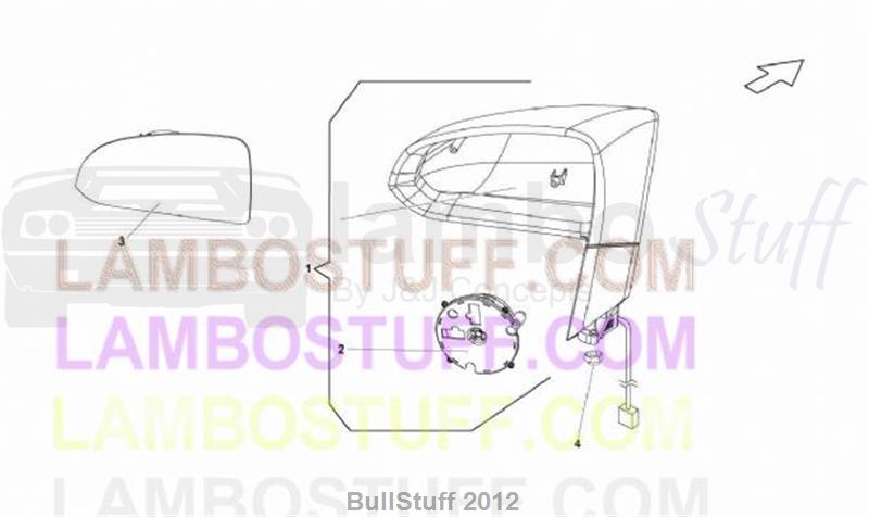 2014 Lamborghini GALLARDO LP 560-2 COUPE 50th EUROPE EXTERIOR REARVIEW MIRROR (837.01.00)